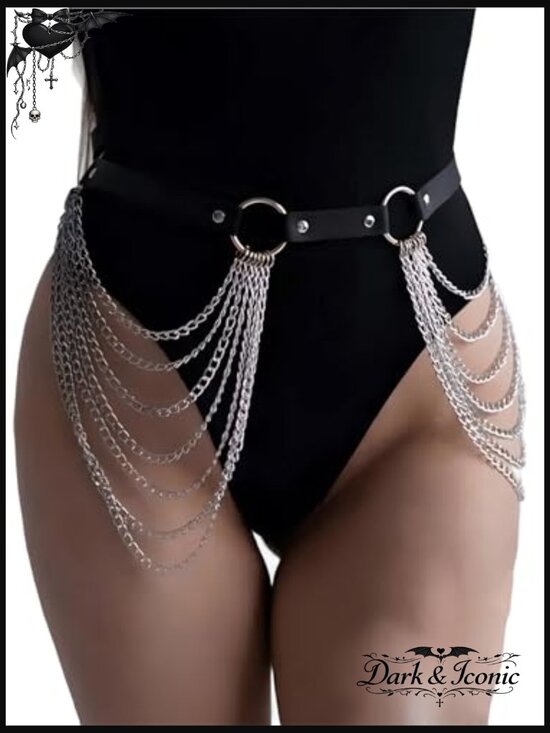 Punk Gothic Waist Chain Belt Adjustable Body Chain Harness Fits 29.7-38.2 Waist main image 5